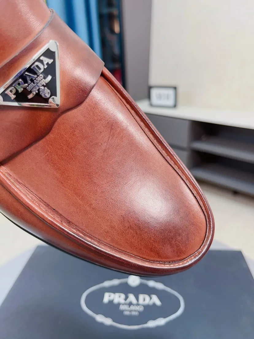 Men's shoes 💰540🌹🌹【PRADA Leather Shoes】Top purchasing agency Original imported Italian custom-made open-edge beaded cowhide leather surface, fully imported water-dyed breathable cowhide lining, original factory special molded sole super comfortable, size: 38-44